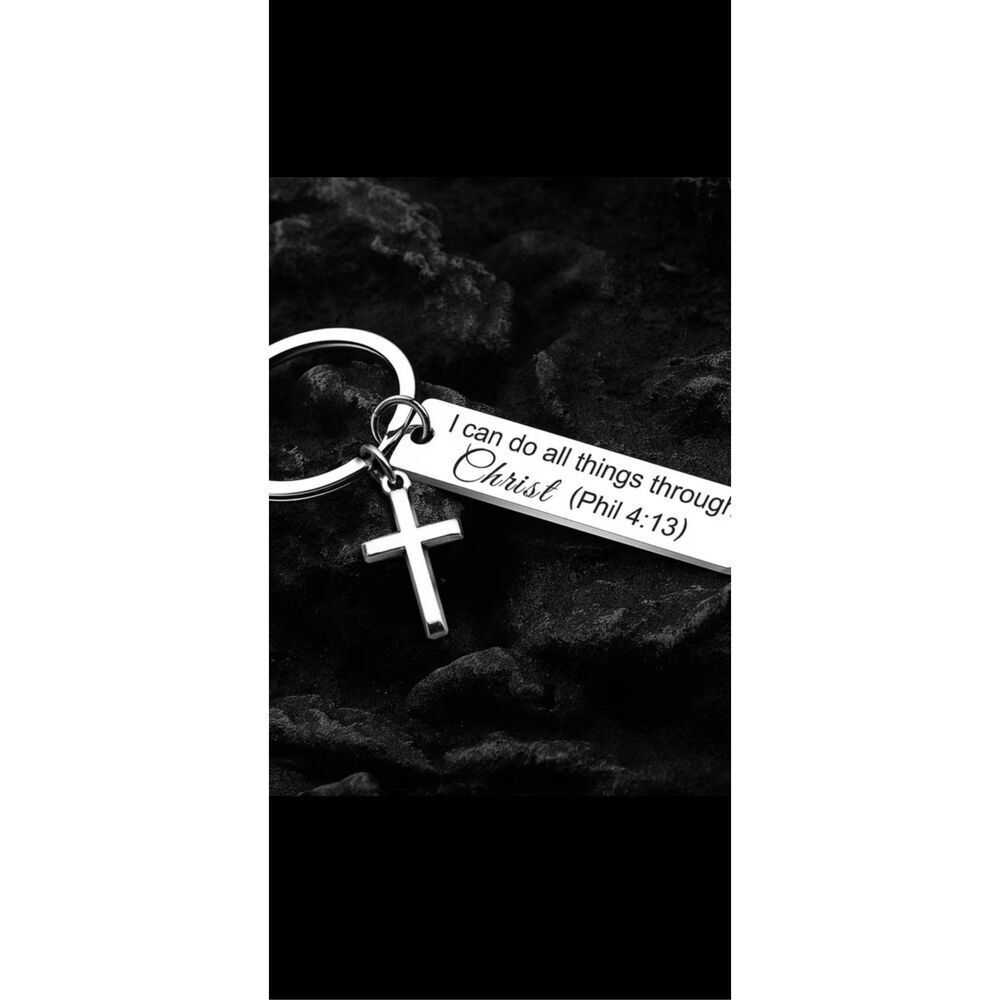 Philippians 4:13 Christian Keychain Cross Faith Gift